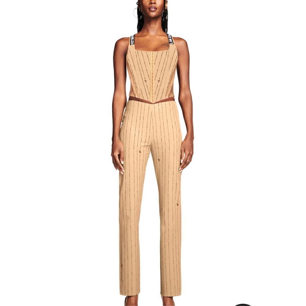 nwt iamgia dominique pant tan pinstripe XXS‎